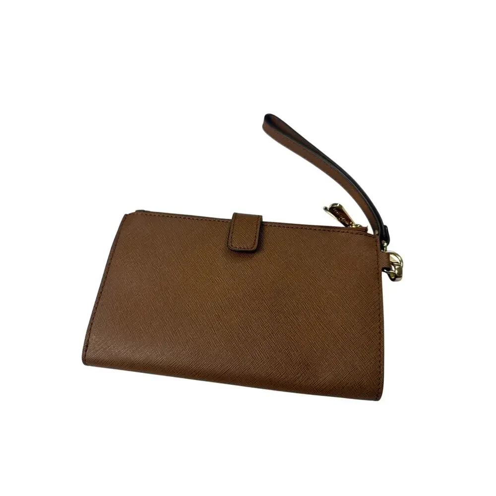 Michael Kors‎ Jet Set Travel Wristlet Women OS Luggage Tan Good Saffiano Leather